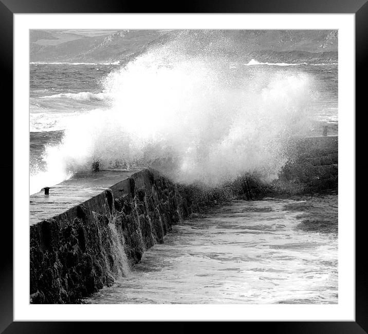Sea Breaking Over Harbour Wall Framed Mounted Print by Tim O'Brien