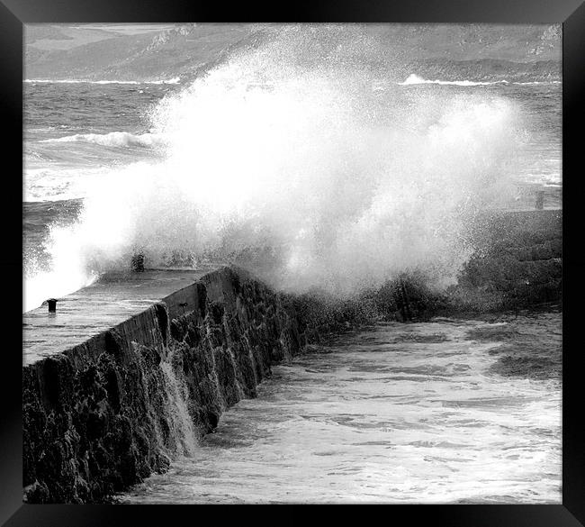 Sea Breaking Over Harbour Wall Framed Print by Tim O'Brien