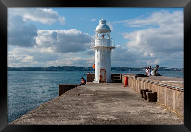 Brixham Jetty and Lighthouse Framed Print by Wendy Williams CPAGB