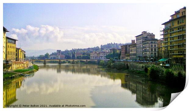 Florence, Italy. View of the River Arno. Print by Peter Bolton