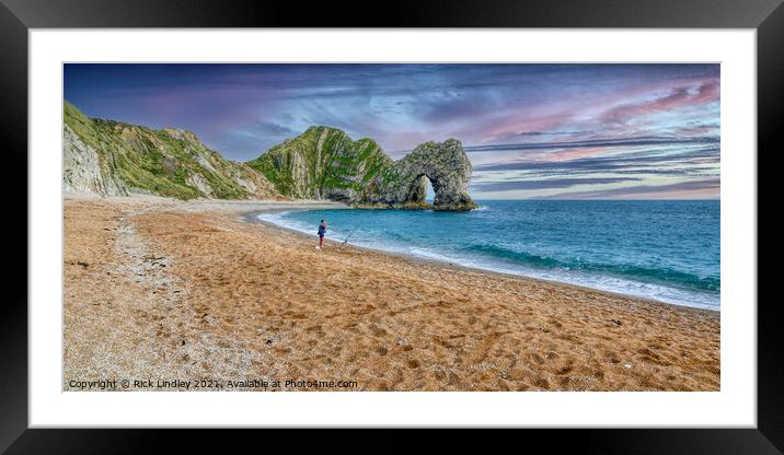 Fishing Durdle Door Framed Mounted Print by Rick Lindley