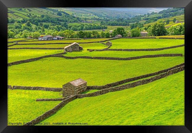 Swaledale Barns Gunnerside Yorkshire Dales Framed Print by Nick Jenkins