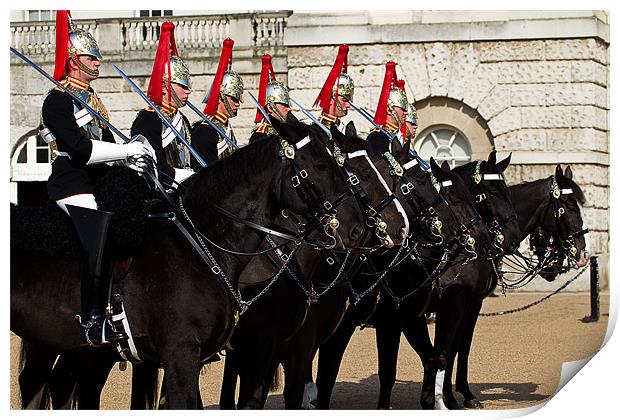 Household Cavalry, the Blues and Royals on Parade  Print by Garry Neesam