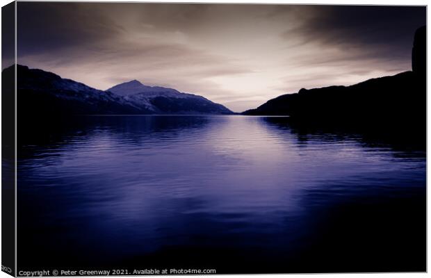 Loch Lomond In A Purple Hue Canvas Print by Peter Greenway