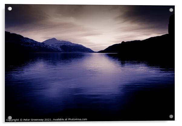Loch Lomond In A Purple Hue Acrylic by Peter Greenway
