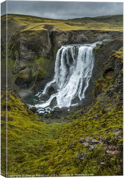 Fagrifoss waterfall Canvas Print by George Robertson