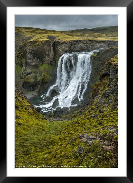 Fagrifoss waterfall Framed Mounted Print by George Robertson