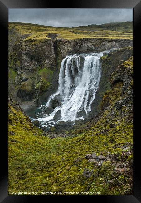 Fagrifoss waterfall Framed Print by George Robertson