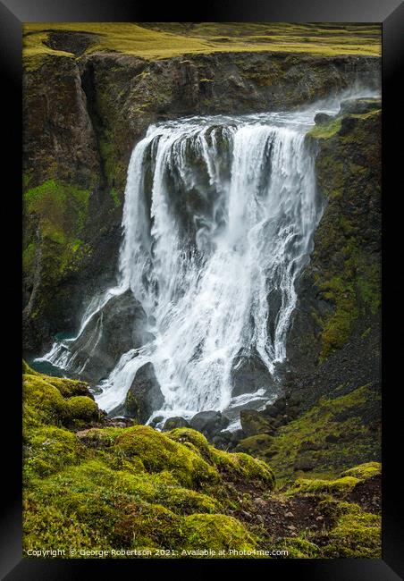The Beautiful Waterfall (Fagrifoss) Framed Print by George Robertson