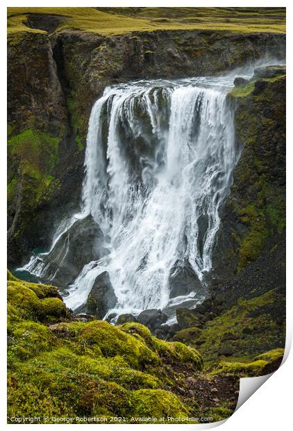 The Beautiful Waterfall (Fagrifoss) Print by George Robertson