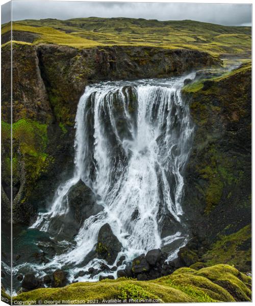 Fagrifoss waterfall, Iceland  Canvas Print by George Robertson