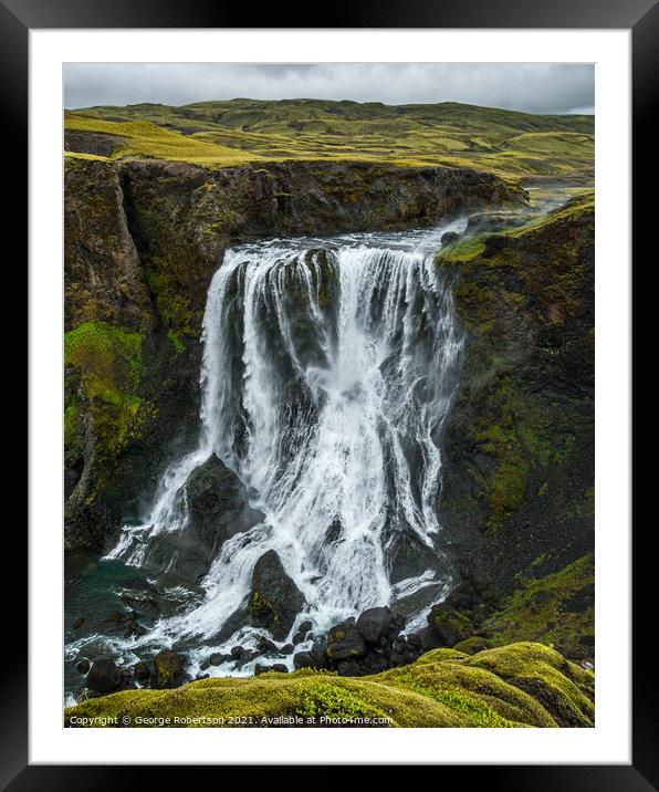Fagrifoss waterfall, Iceland  Framed Mounted Print by George Robertson