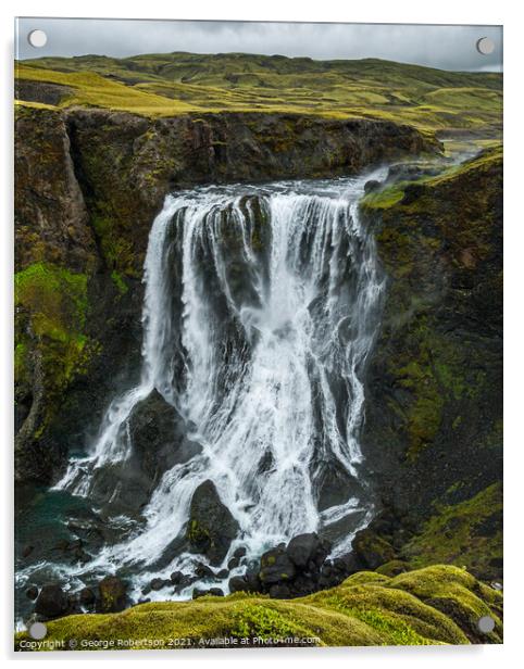 Fagrifoss waterfall, Iceland  Acrylic by George Robertson