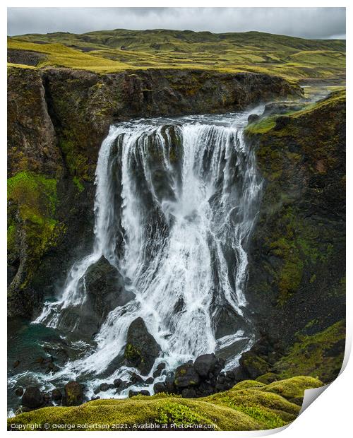 Fagrifoss waterfall, Iceland  Print by George Robertson