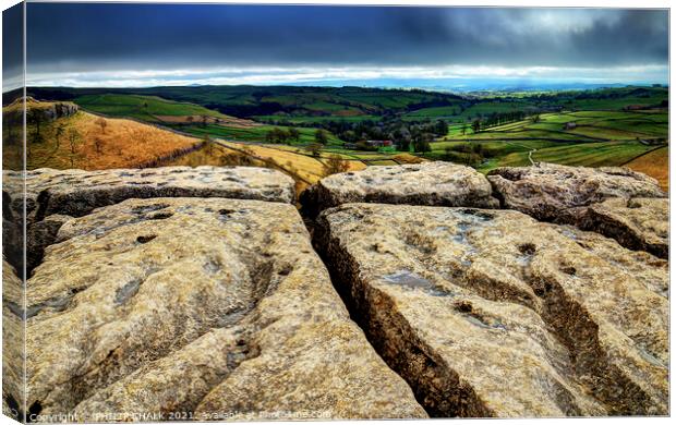View from the top of Malham cove 229  Canvas Print by PHILIP CHALK