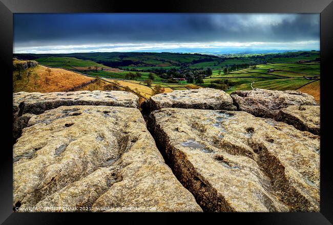 View from the top of Malham cove 229  Framed Print by PHILIP CHALK
