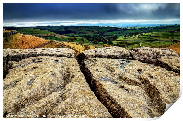 View from the top of Malham cove 229  Print by PHILIP CHALK