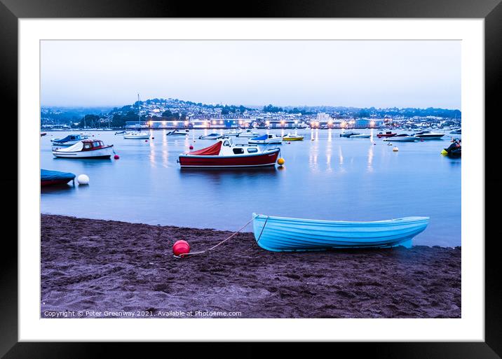 Boats Moored In Teign River Between Shaldon And Te Framed Mounted Print by Peter Greenway