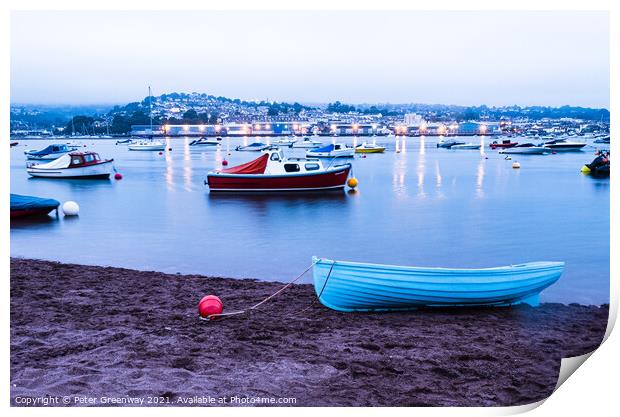Boats Moored In Teign River Between Shaldon And Te Print by Peter Greenway