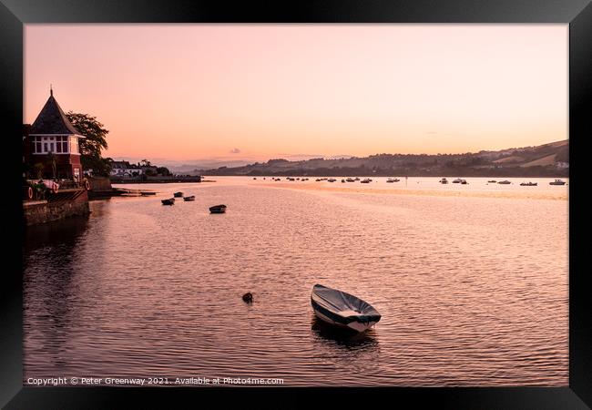Sunset Over The Teign River, Shaldon Devon Framed Print by Peter Greenway