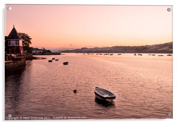 Sunset Over The Teign River, Shaldon Devon Acrylic by Peter Greenway
