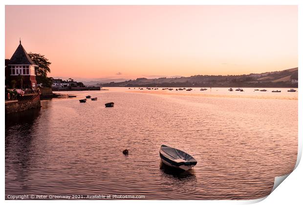 Sunset Over The Teign River, Shaldon Devon Print by Peter Greenway