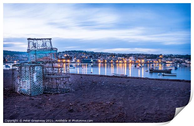 Fishermen Lobster Nets Drying At Sunset On Shaldon Print by Peter Greenway