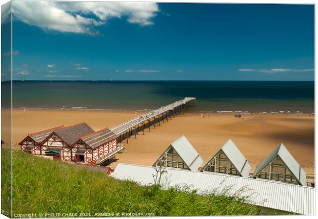 Saltburn By The Sea on a sunny day 230  Canvas Print by PHILIP CHALK