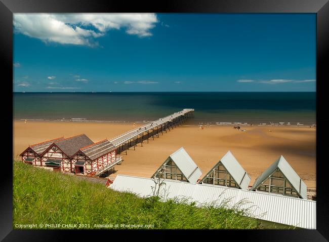 Saltburn By The Sea on a sunny day 230  Framed Print by PHILIP CHALK
