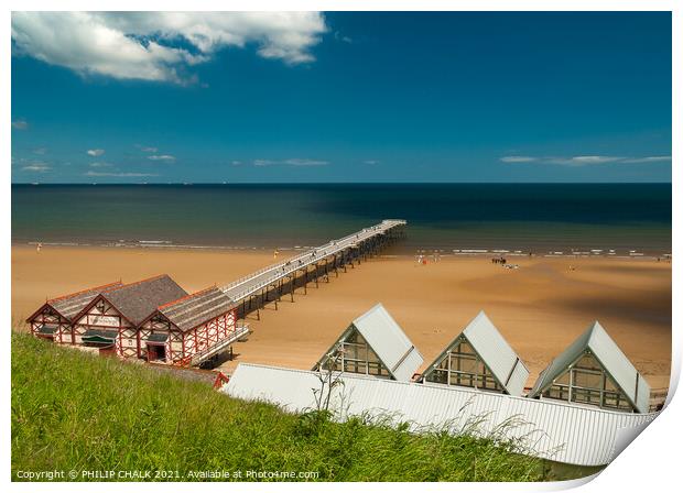 Saltburn By The Sea on a sunny day 230  Print by PHILIP CHALK