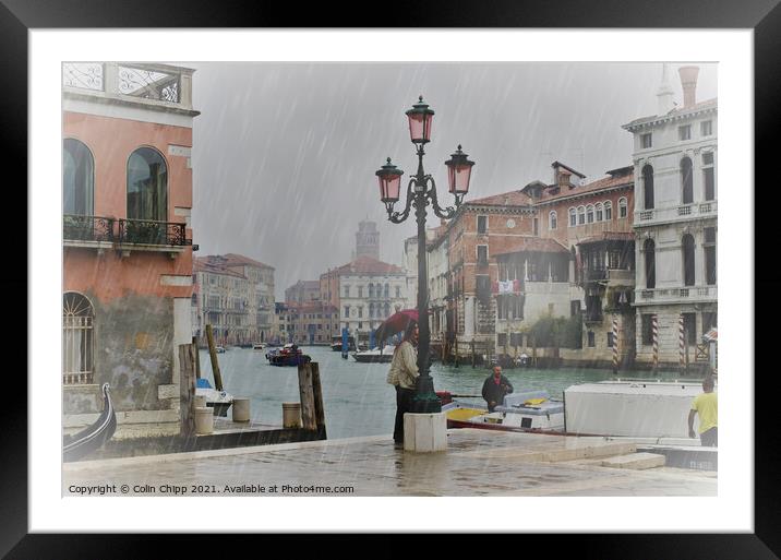 Rainy day in Venice Framed Mounted Print by Colin Chipp