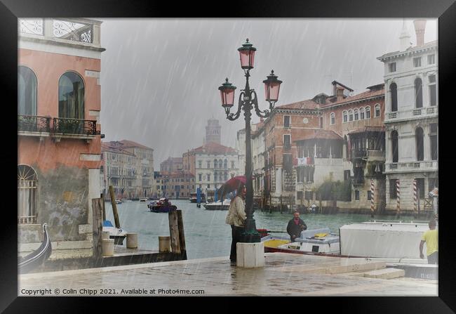 Rainy day in Venice Framed Print by Colin Chipp