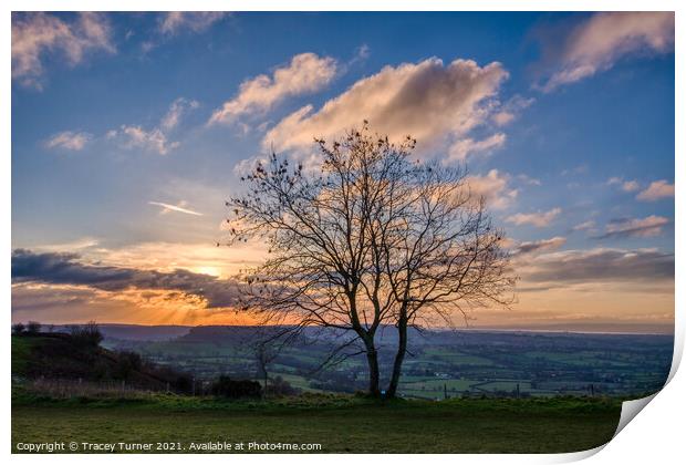 Sunset over Gloucestershire Print by Tracey Turner