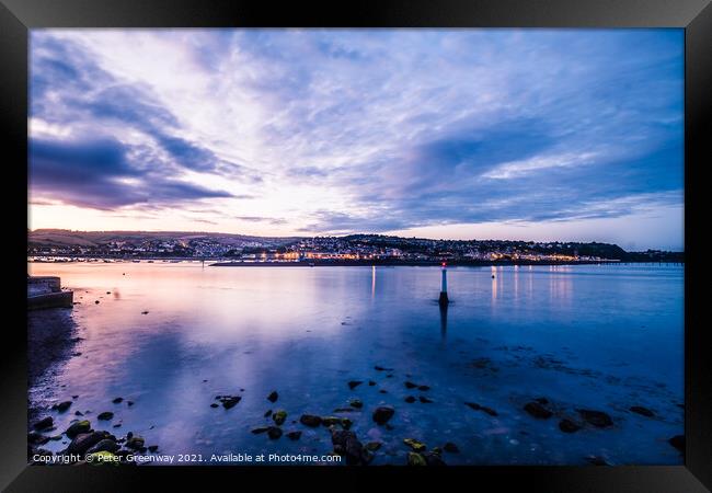 Nighttime Magic of Teignmouth From The Ness Framed Print by Peter Greenway