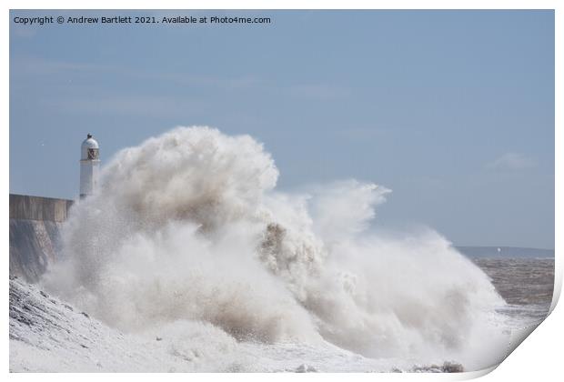 Porthcawl during Storm Hannah Print by Andrew Bartlett