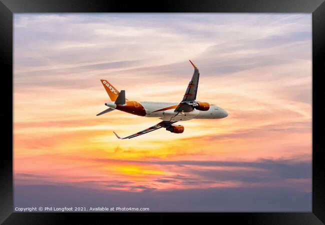 Flying into the sunset  Framed Print by Phil Longfoot