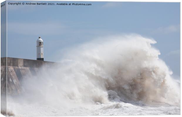 Porthcawl waves during Storm Hannah Canvas Print by Andrew Bartlett