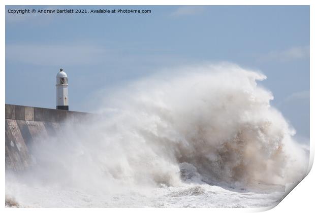 Porthcawl waves during Storm Hannah Print by Andrew Bartlett