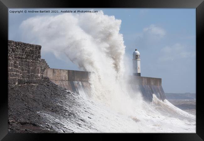 Large waves at Porthcawl, South Wales. Framed Print by Andrew Bartlett