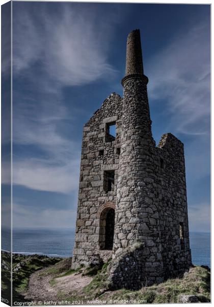 Poldark mine at Botallack  mine Cornwall,ruined ti Canvas Print by kathy white