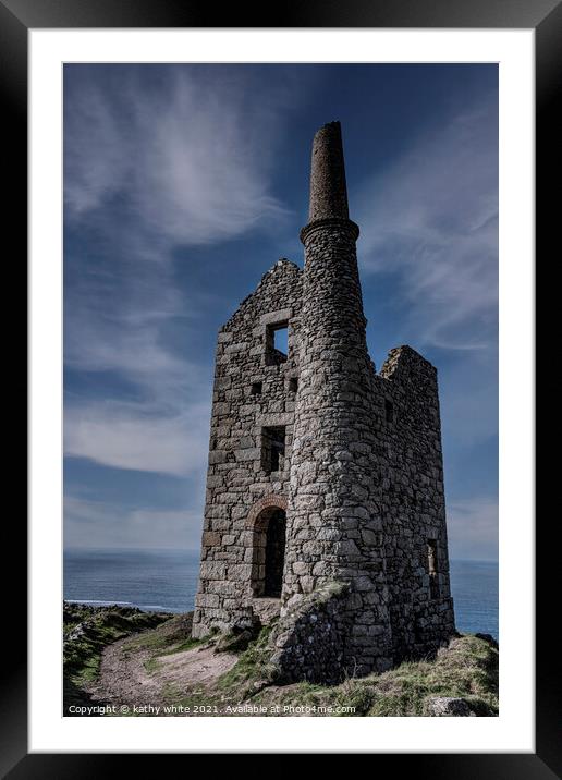 Poldark mine at Botallack  mine Cornwall,ruined ti Framed Mounted Print by kathy white