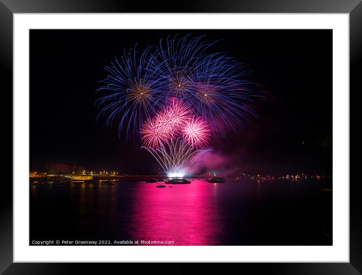 Fireworks At The British Firework Championship Framed Mounted Print by Peter Greenway