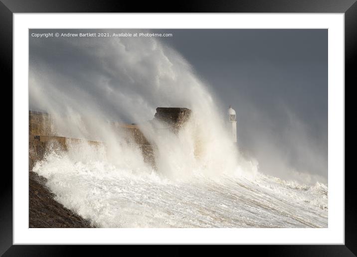 Porthcawl waves by Storm Freya Framed Mounted Print by Andrew Bartlett