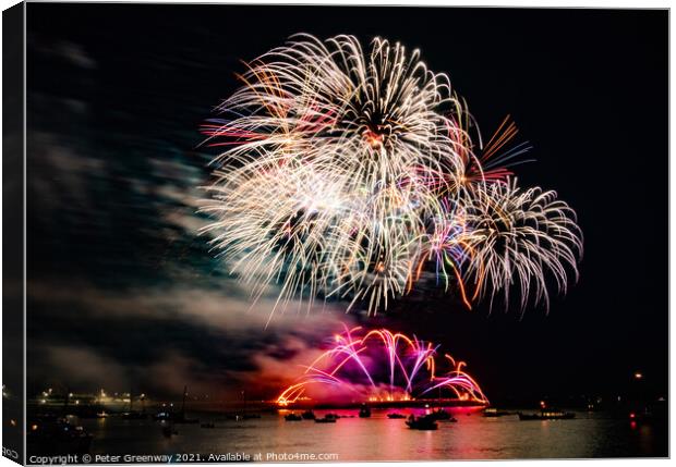 Fireworks At The British Firework Championships At Canvas Print by Peter Greenway