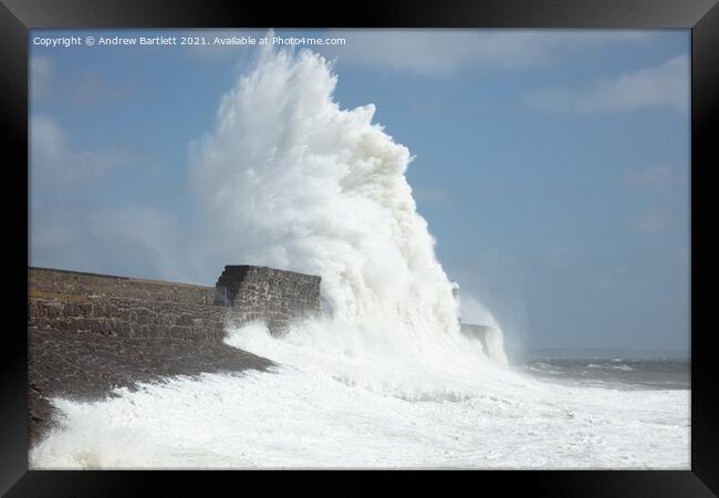 Large waves at Porthcawl, South Wales, UK. Framed Print by Andrew Bartlett
