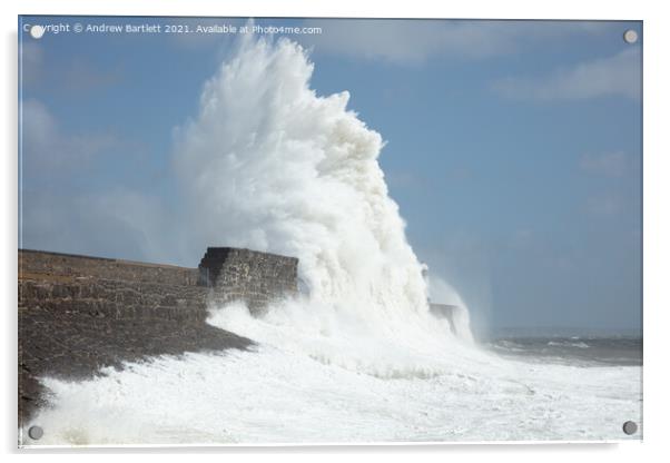 Large waves at Porthcawl, South Wales, UK. Acrylic by Andrew Bartlett