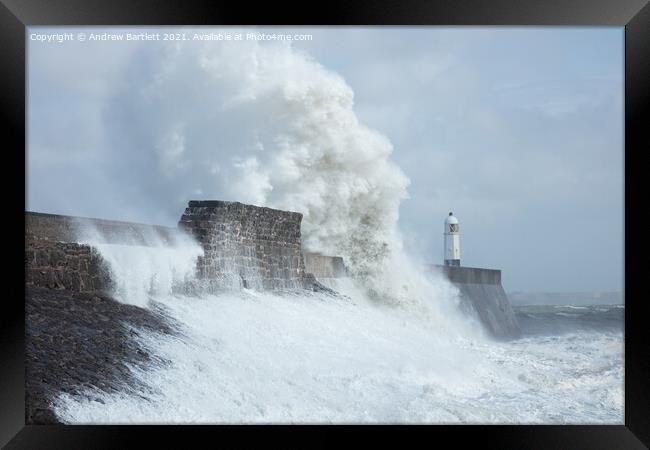 Large waves at Porthcawl, South Wales, UK. Framed Print by Andrew Bartlett