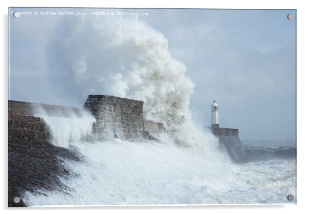 Large waves at Porthcawl, South Wales, UK. Acrylic by Andrew Bartlett