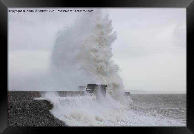 Porthcawl waves, South Wales, UK. Framed Print by Andrew Bartlett