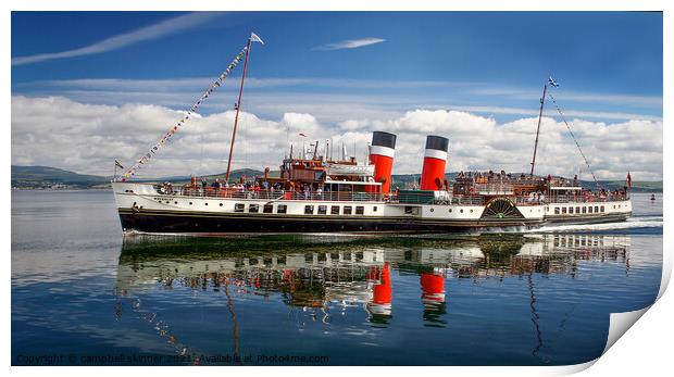 PS Waverley on the River Clyde at Greenock, Scotland Print by campbell skinner